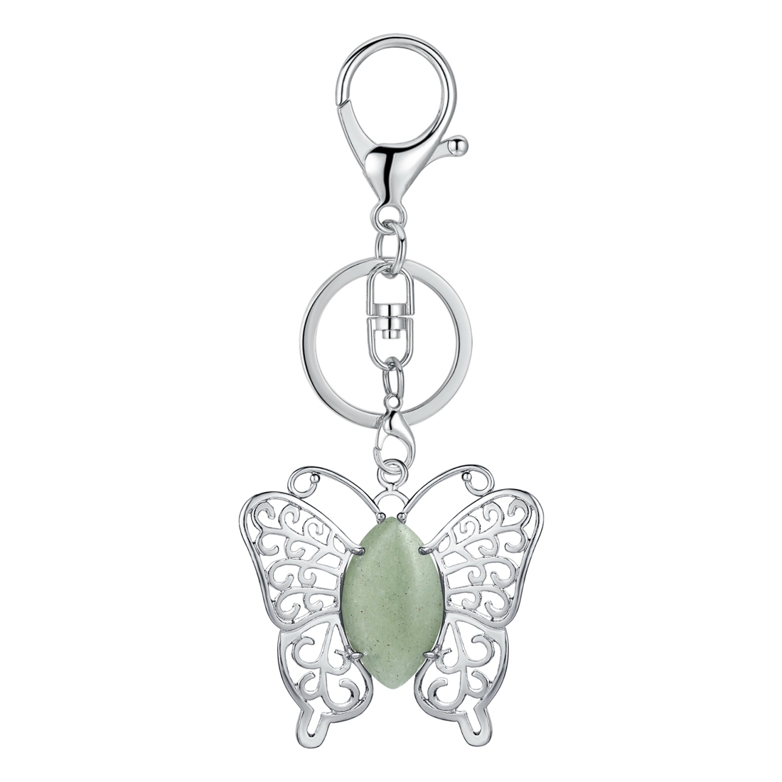 Natural stone drop gem butterfly pendant key chain for women man animal shape fashion jewelry