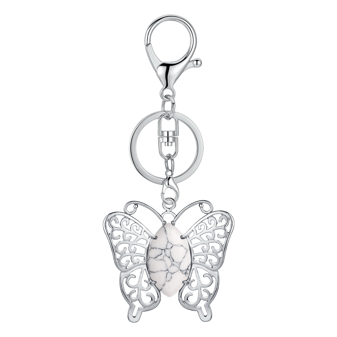 Natural stone drop gem butterfly pendant key chain for women man animal shape fashion jewelry
