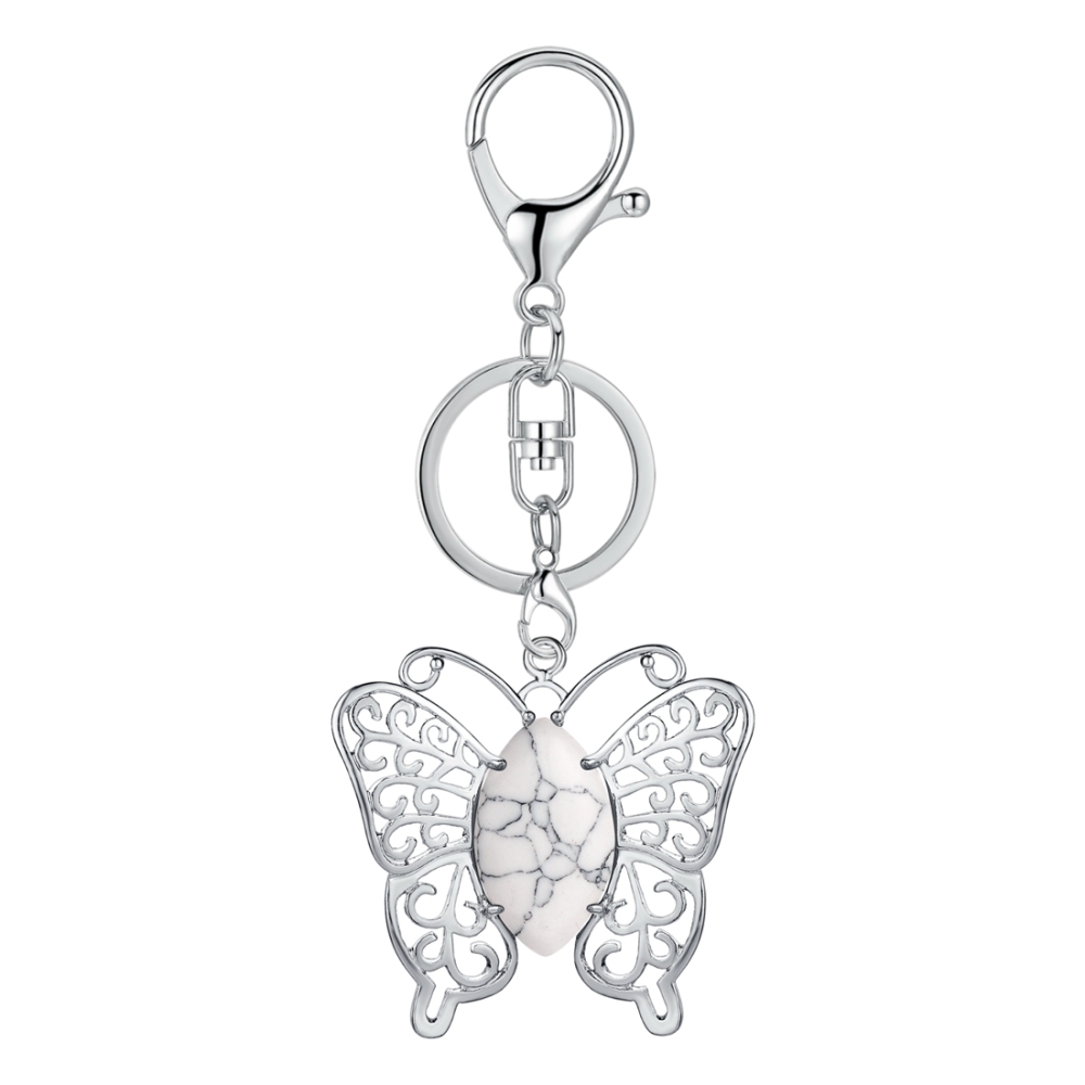 Natural stone drop gem butterfly pendant key chain for women man animal shape fashion jewelry