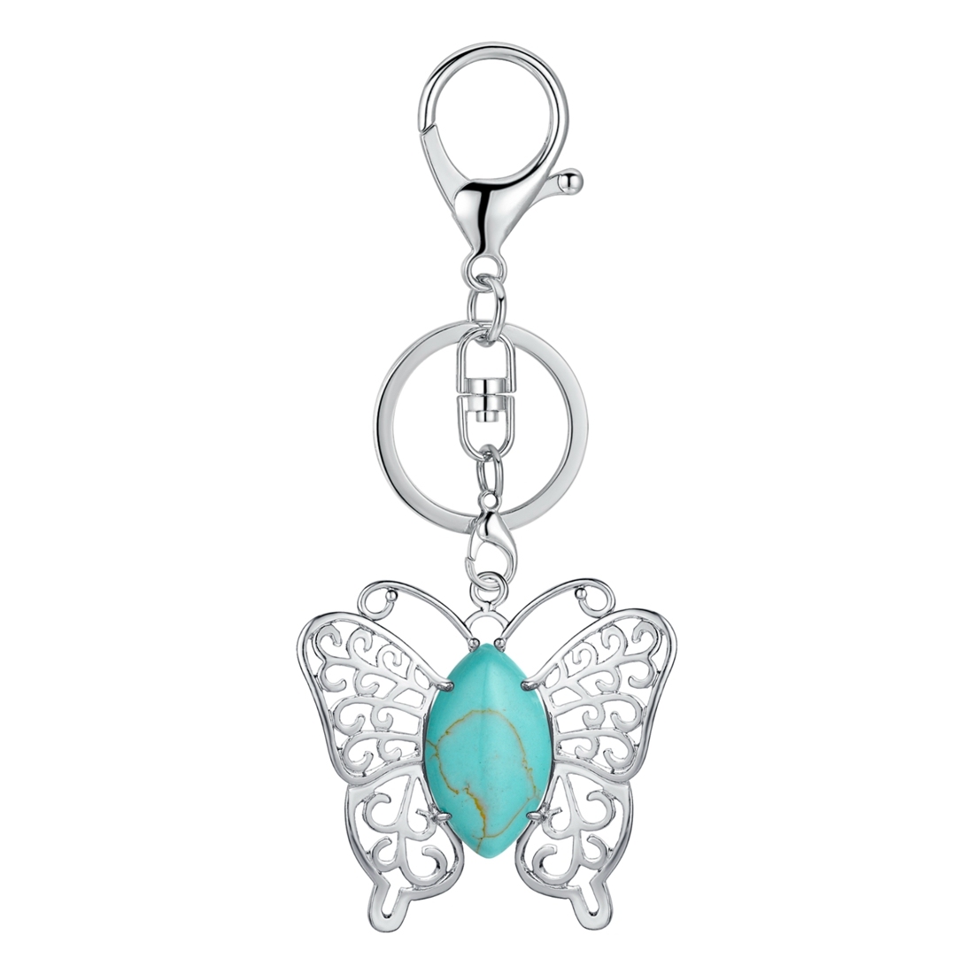Natural stone drop gem butterfly pendant key chain for women man animal shape fashion jewelry
