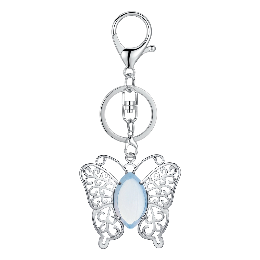 Natural stone drop gem butterfly pendant key chain for women man animal shape fashion jewelry