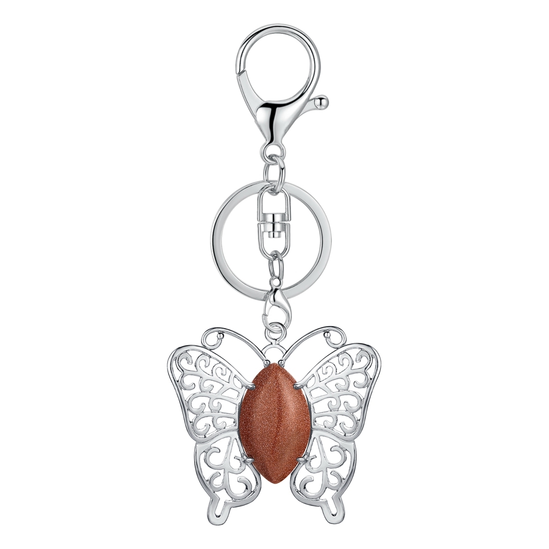 Natural stone drop gem butterfly pendant key chain for women man animal shape fashion jewelry