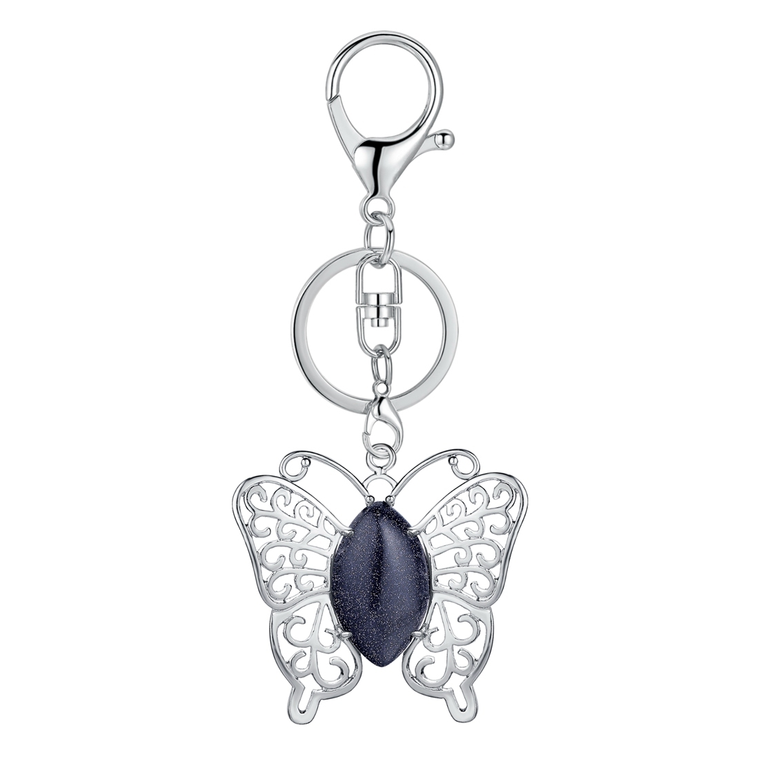 Natural stone drop gem butterfly pendant key chain for women man animal shape fashion jewelry