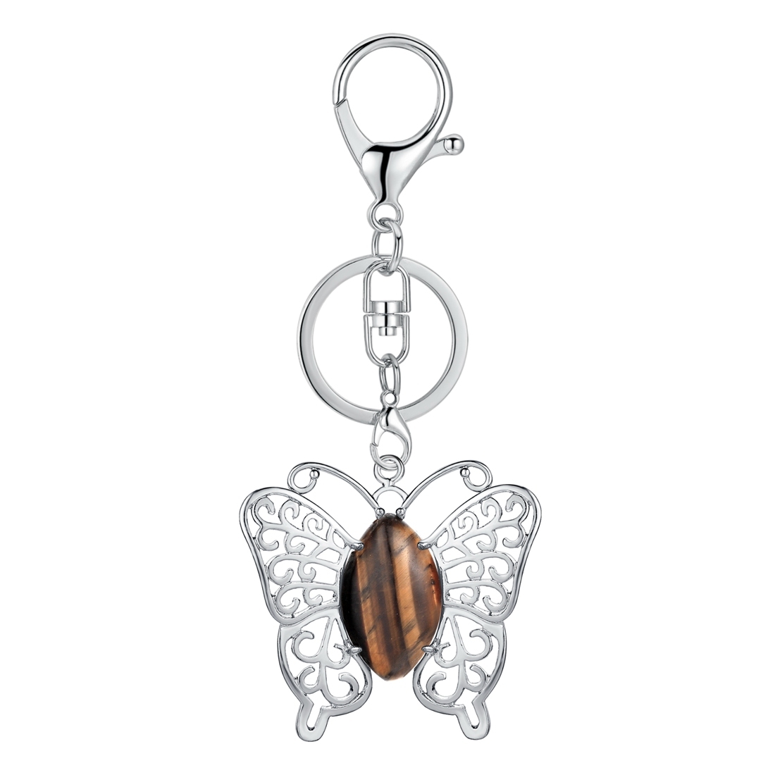 Natural stone drop gem butterfly pendant key chain for women man animal shape fashion jewelry