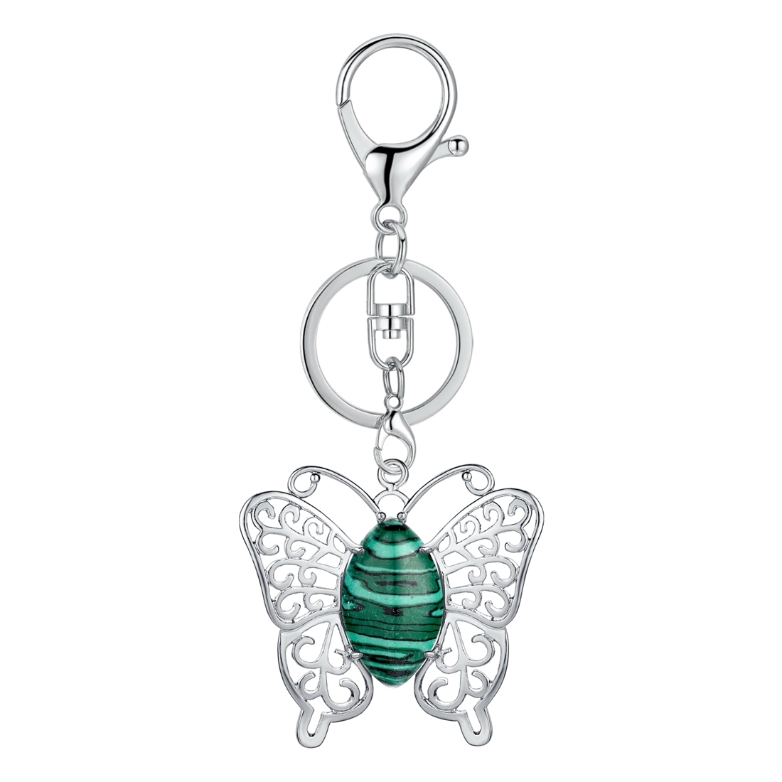Natural stone drop gem butterfly pendant key chain for women man animal shape fashion jewelry