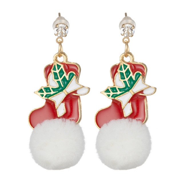 Christmas earrings for women's girl pendant Santa Claus Christmas socks snowflake  earrings lovely holiday gift