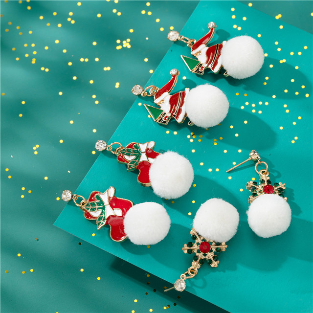 Christmas earrings for women's girl pendant Santa Claus Christmas socks snowflake  earrings lovely holiday gift