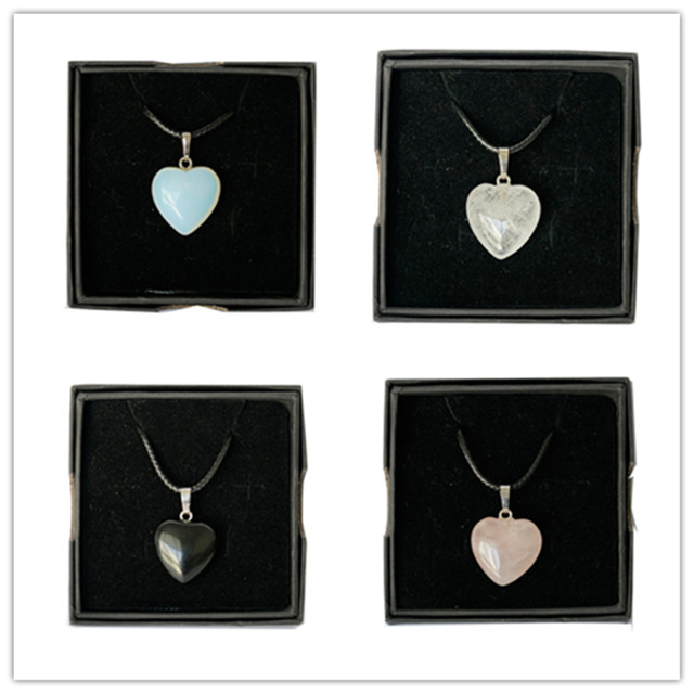 Natural stone crystal peach heart fashion pendant necklace, designed for women men stone pendant necklace gem jewelry