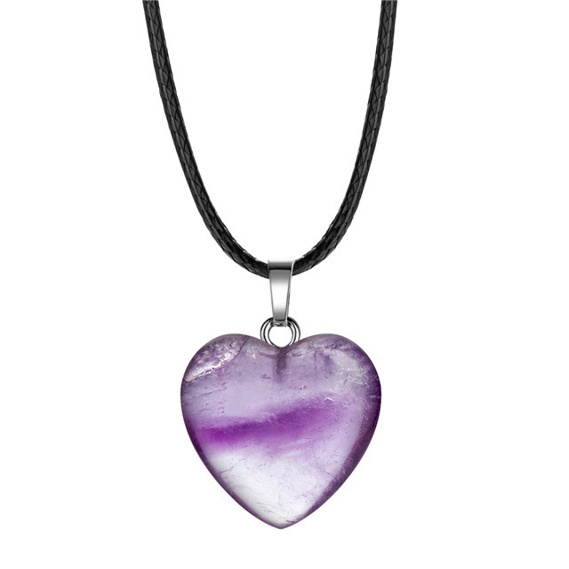 Natural stone crystal peach heart fashion pendant necklace, designed for women men stone pendant necklace gem jewelry