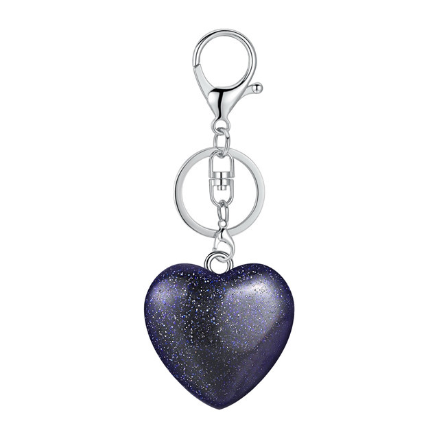 Natural stone crystal peach heart fashion key chain for women men stone pendant key gem jewelry