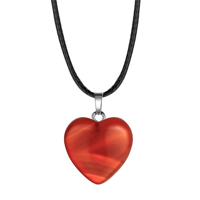 Natural stone crystal peach heart fashion pendant necklace, designed for women men stone pendant necklace gem jewelry