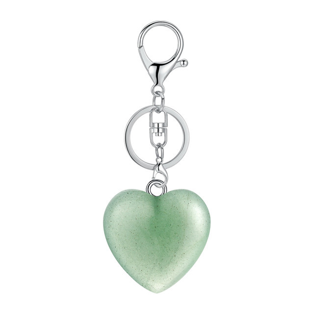 Natural stone crystal peach heart fashion key chain for women men stone pendant key gem jewelry