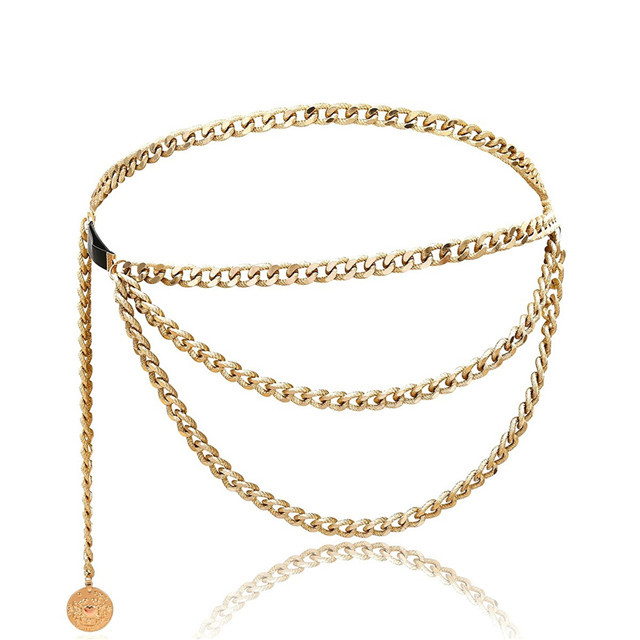 Multilayer Waist Chain for Women Alloy Belt Golden Adjustable Belly Link Harness for Jeans Body Chains