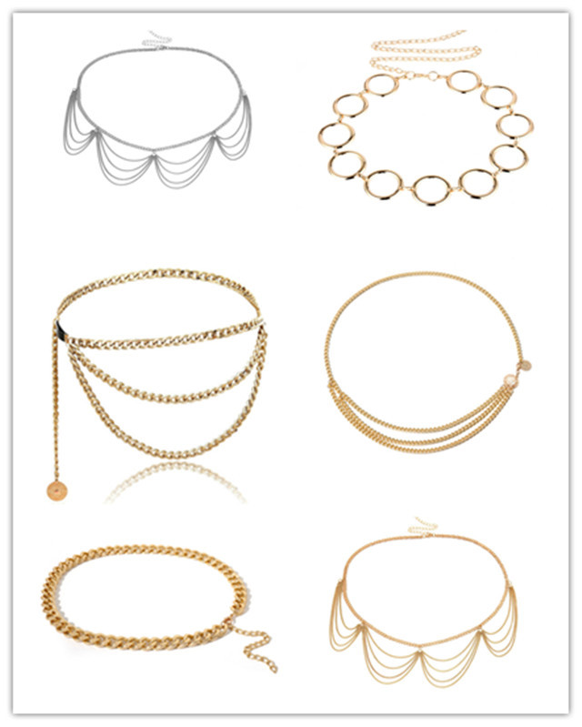 Multilayer Waist Chain for Women Alloy Belt Golden Adjustable Belly Link Harness for Jeans Body Chains
