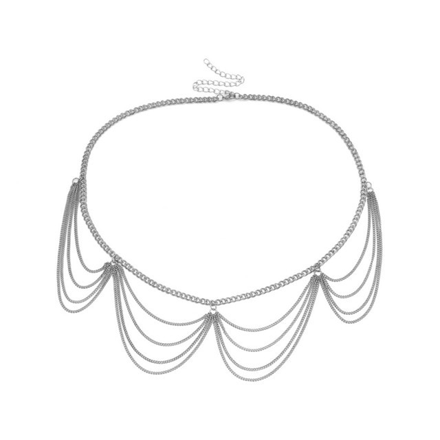 Multilayer Waist Chain for Women Alloy Belt Golden Adjustable Belly Link Harness for Jeans Body Chains