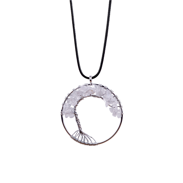 Natural crystal five-pointed star seven-color chakra tree of life pendant jewelry for women  men