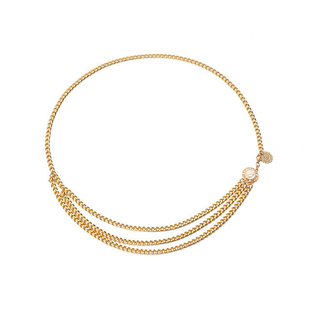 Multilayer Waist Chain for Women Alloy Belt Golden Adjustable Belly Link Harness for Jeans Body Chains