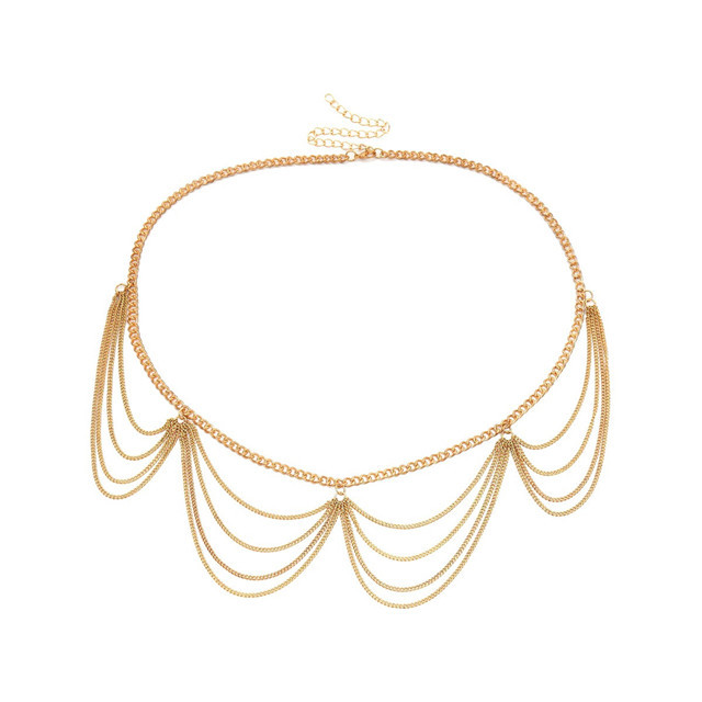 Multilayer Waist Chain for Women Alloy Belt Golden Adjustable Belly Link Harness for Jeans Body Chains