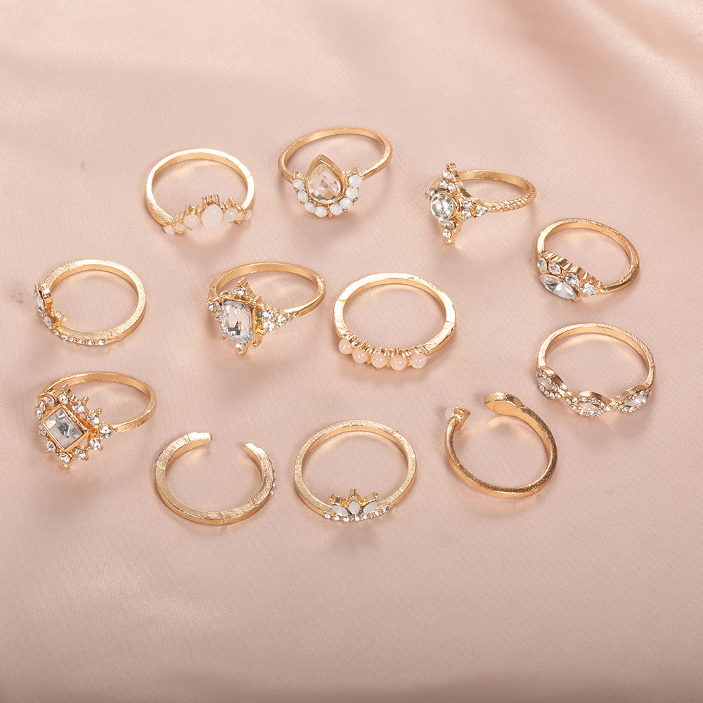 Gold Ring Set Joint Knuckle Carved Finger Rings Stylish Hand Accessories Jewelry for Women and Girls