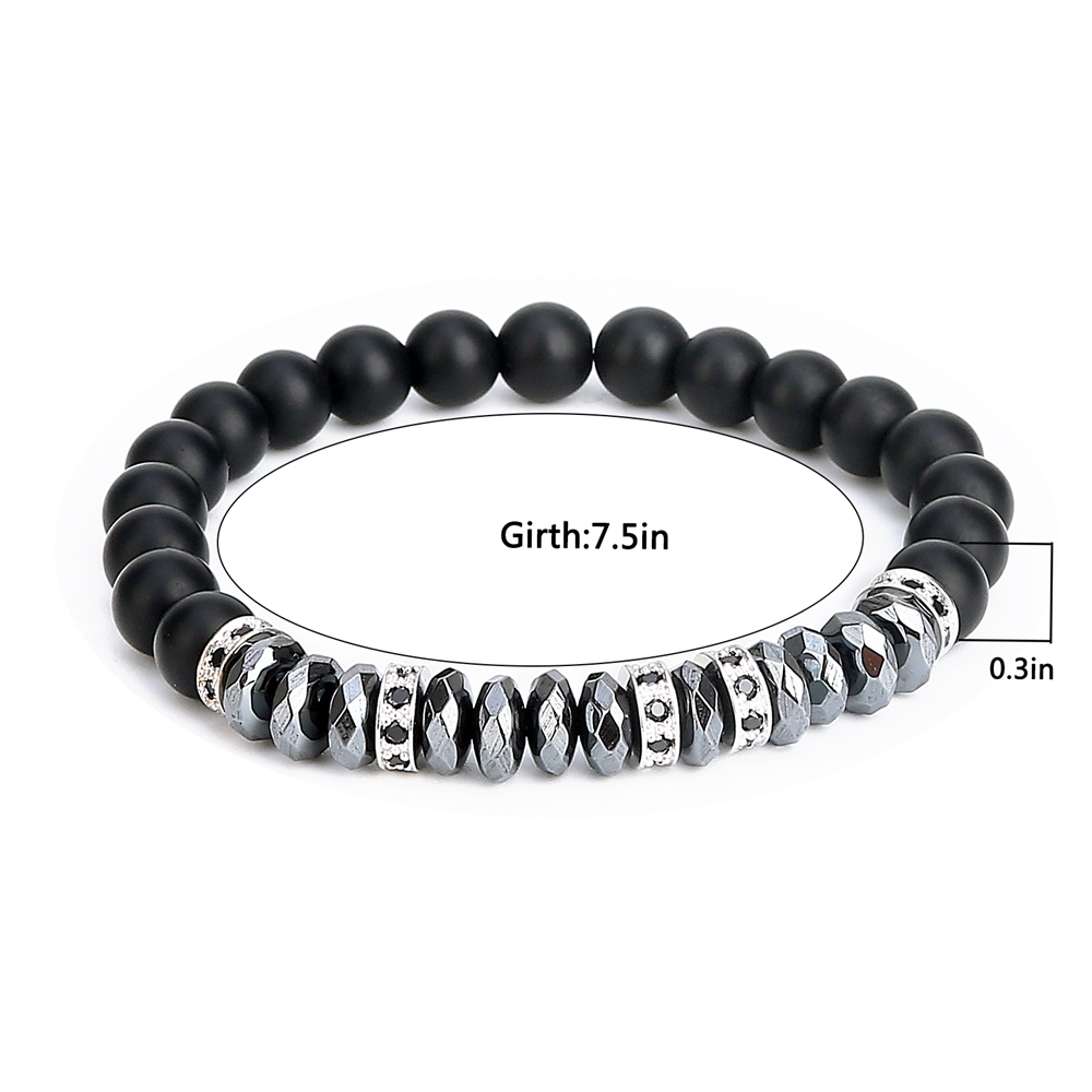 ASHMITA Punk CZ Bull Head Skull Men Bracelet Fashion 8MM Matte Onyx Agate Stone Beads Charm Bracelets & Bangles  Jewelry