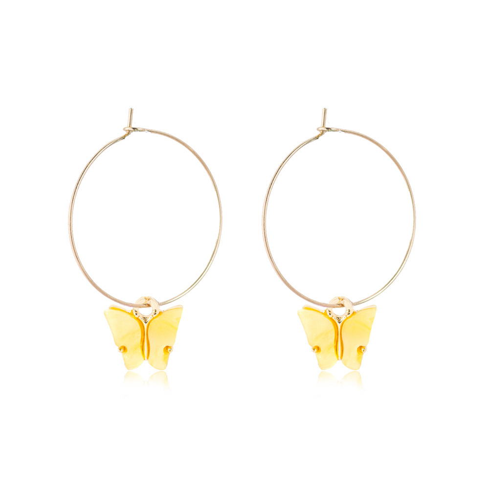 Acrylic Butterfly Hoop Earrings for Women Girls Fasion Vintage 30mm Hoops Piercing Drop Dangle Earring with Gold-plated