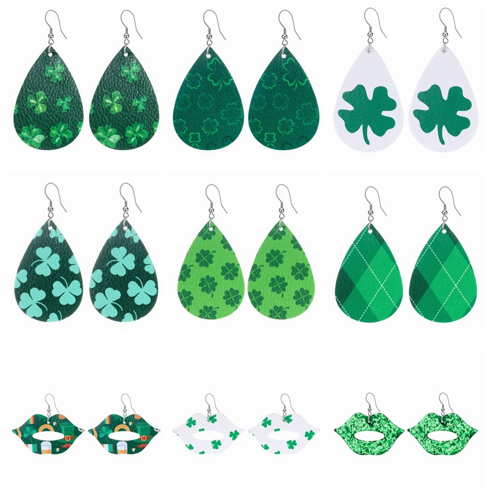 Plaid Leather Earrings for Women Lightweight Drop Earrings Teardrop Dangle Faux Statement
