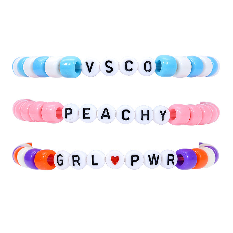3PCS Friendship Bracelet Handcrafted Handmade Plur Accessory EDM Music Festival Words Beaded String Bracelets