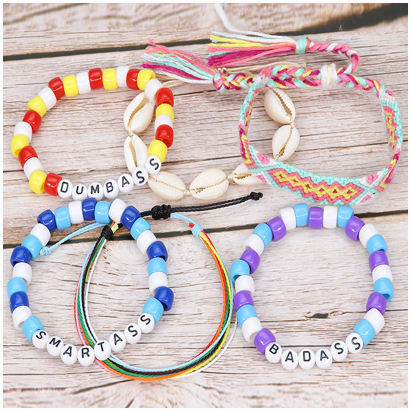 6PCS Friendship Bracelet Handcrafted Handmade Plur Accessory EDM Music Festival Words Beaded String Bracelets
