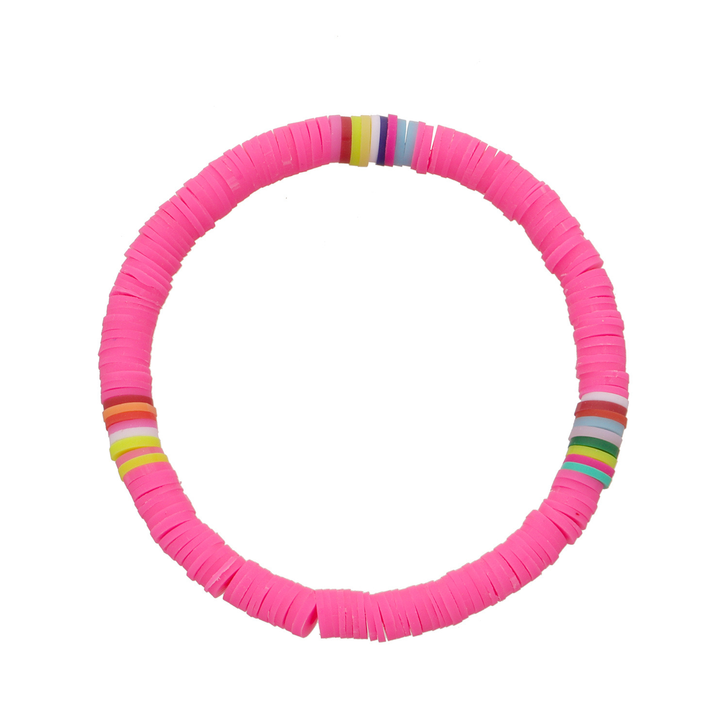Soft Clay Surfer African Beads Choker Colorful Bracelet Elastic Handmade Boho Lightweight for Women Girls 6mm Summer Beach