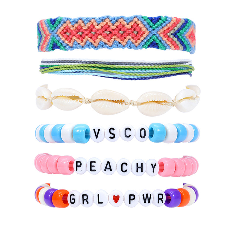 6PCS Friendship Bracelet Handcrafted Handmade Plur Accessory EDM Music Festival Words Beaded String Bracelets