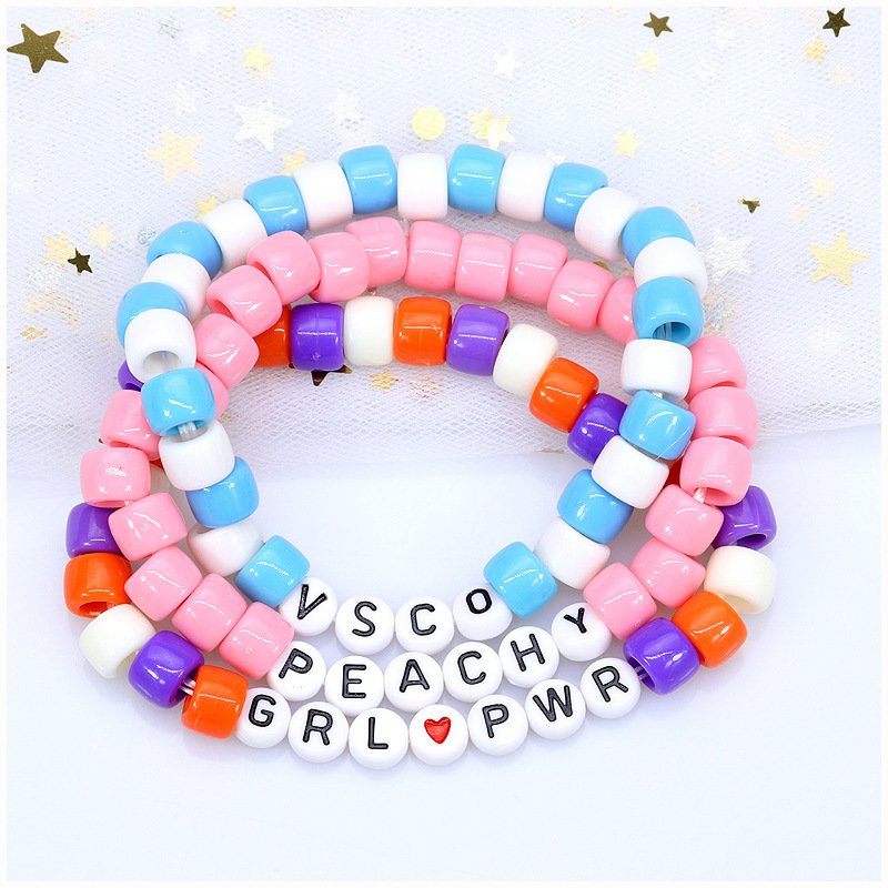 3PCS Friendship Bracelet Handcrafted Handmade Plur Accessory EDM Music Festival Words Beaded String Bracelets