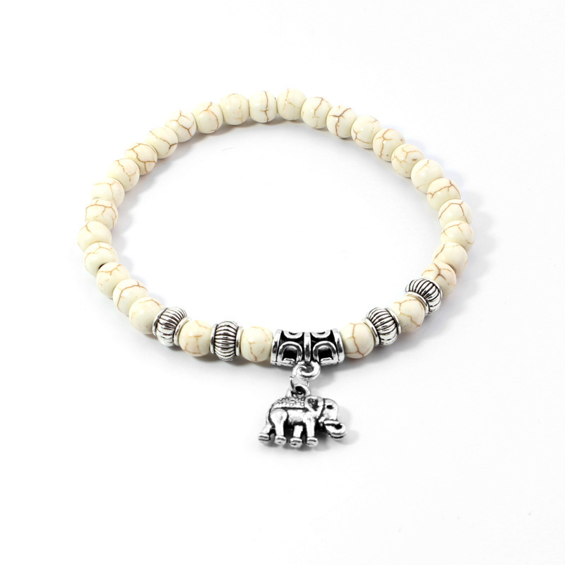 Fashion Natural Stone Beaded Howlite Turquoise Elephant Buddha Beads Yoga Bracelet Chakra Crystal Beads Charms Bracelets Jewelry
