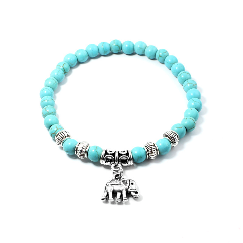 Fashion Natural Stone Beaded Howlite Turquoise Elephant Buddha Beads Yoga Bracelet Chakra Crystal Beads Charms Bracelets Jewelry