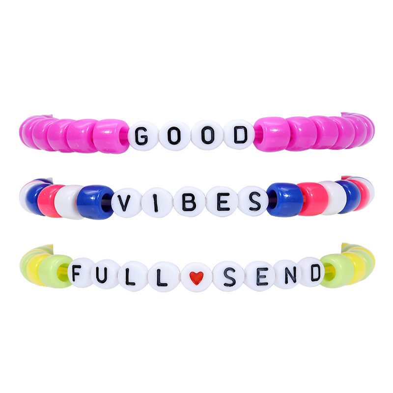 3PCS Friendship Bracelet Handcrafted Handmade Plur Accessory EDM Music Festival Words Beaded String Bracelets