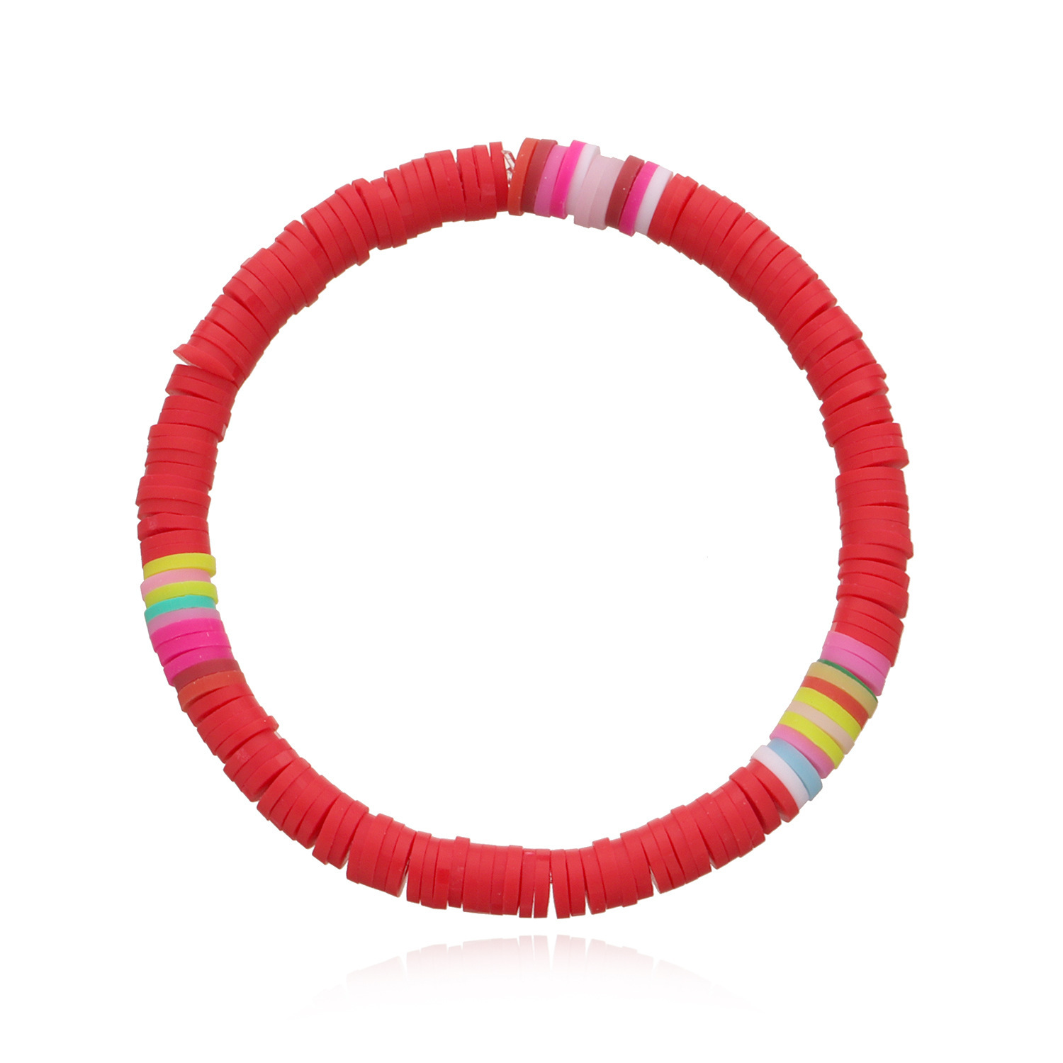 Soft Clay Surfer African Beads Choker Colorful Bracelet Elastic Handmade Boho Lightweight for Women Girls 6mm Summer Beach