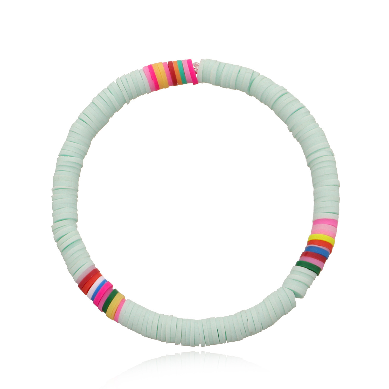 Soft Clay Surfer African Beads Choker Colorful Bracelet Elastic Handmade Boho Lightweight for Women Girls 6mm Summer Beach