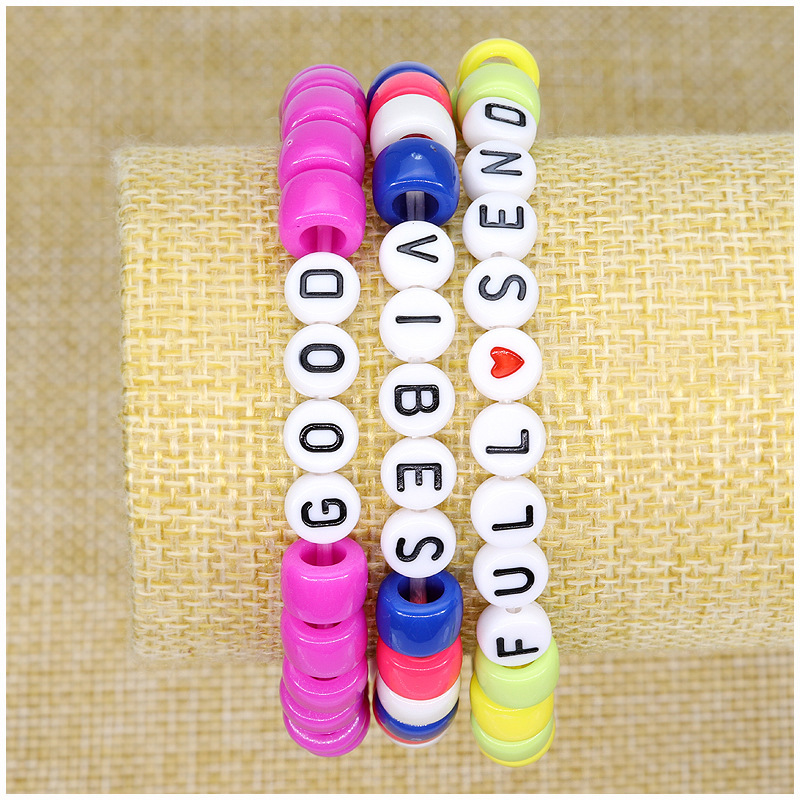 3PCS Friendship Bracelet Handcrafted Handmade Plur Accessory EDM Music Festival Words Beaded String Bracelets