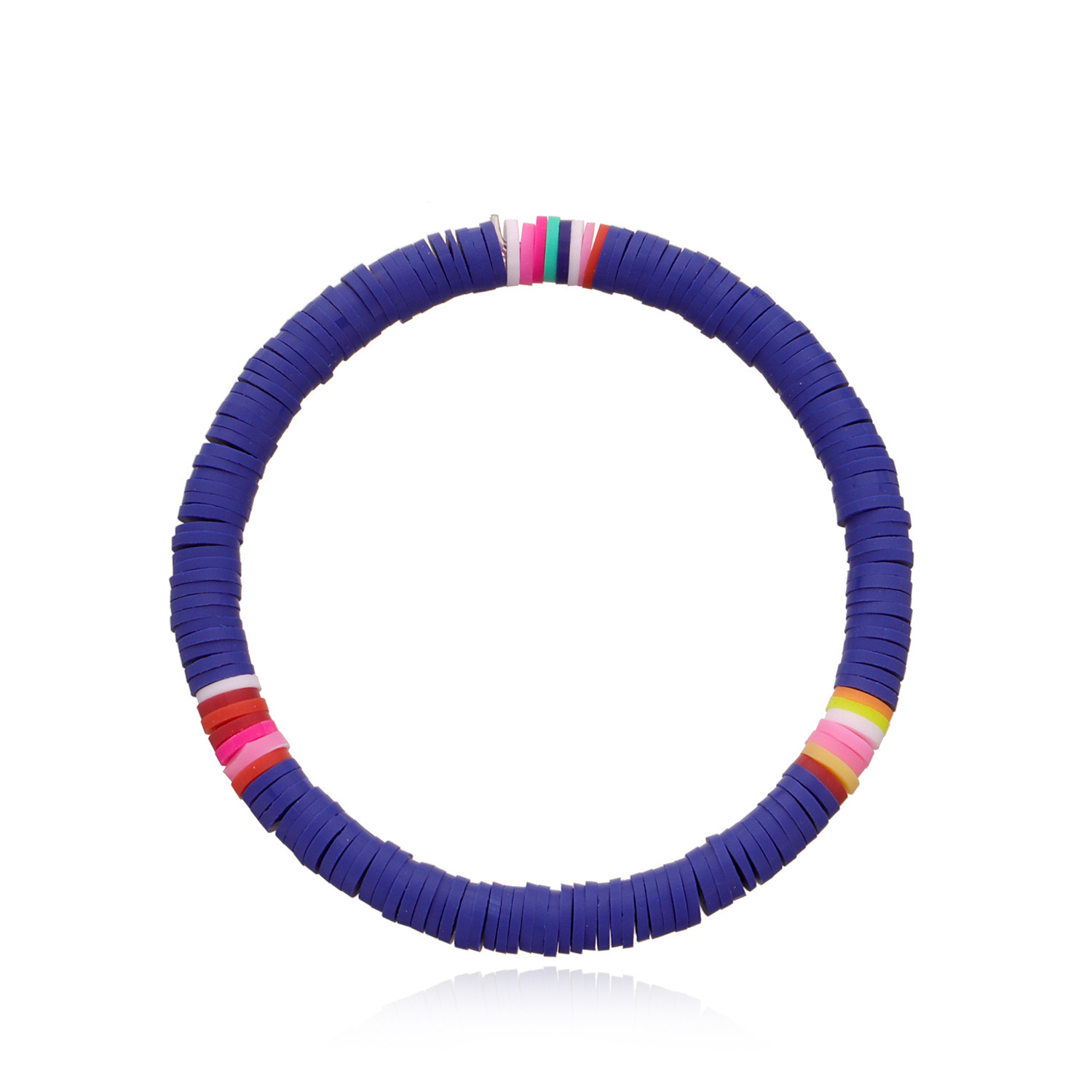Soft Clay Surfer African Beads Choker Colorful Bracelet Elastic Handmade Boho Lightweight for Women Girls 6mm Summer Beach