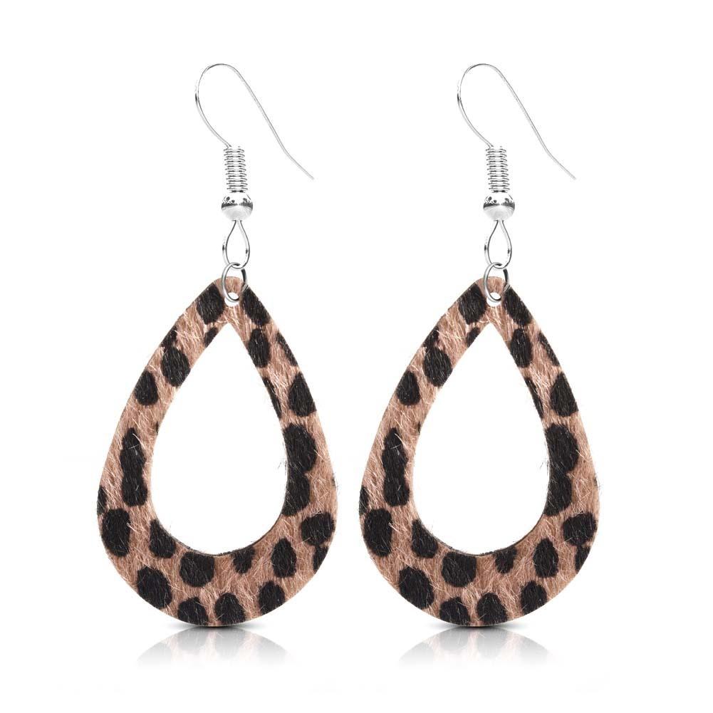 Leopard Print Leather Teardrop Earrings for Women Dangle Leaf Earrings Set for Girls Gifts