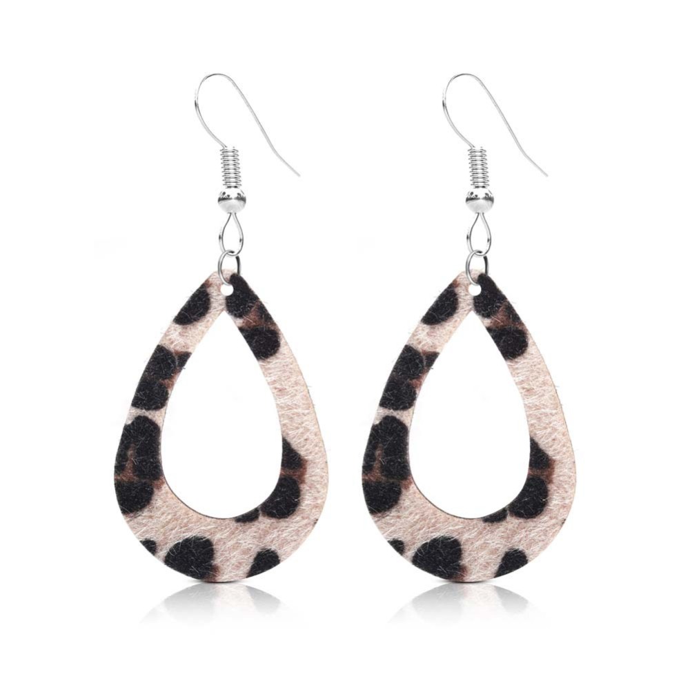 Leopard Print Leather Teardrop Earrings for Women Dangle Leaf Earrings Set for Girls Gifts