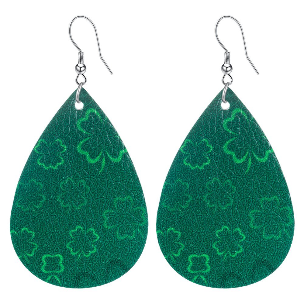 Plaid Leather Earrings for Women Lightweight Drop Earrings Teardrop Dangle Faux Statement