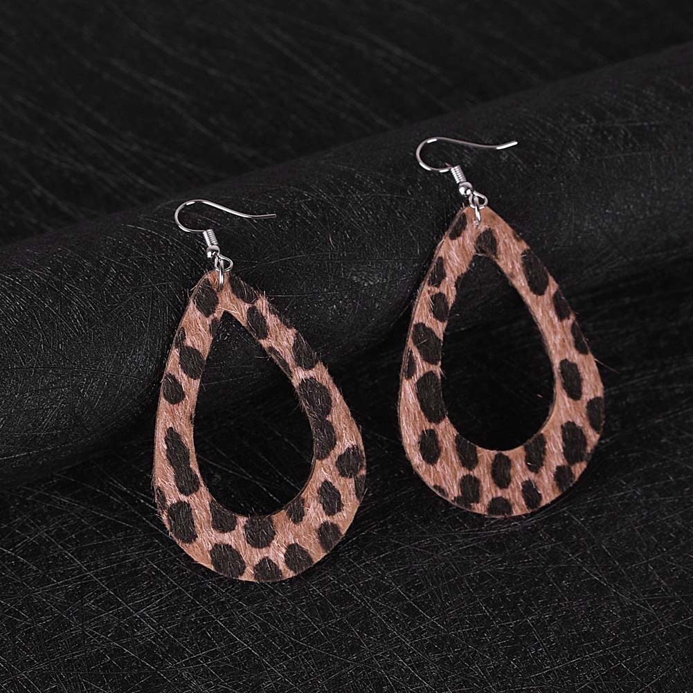 Leopard Print Leather Teardrop Earrings for Women Dangle Leaf Earrings Set for Girls Gifts
