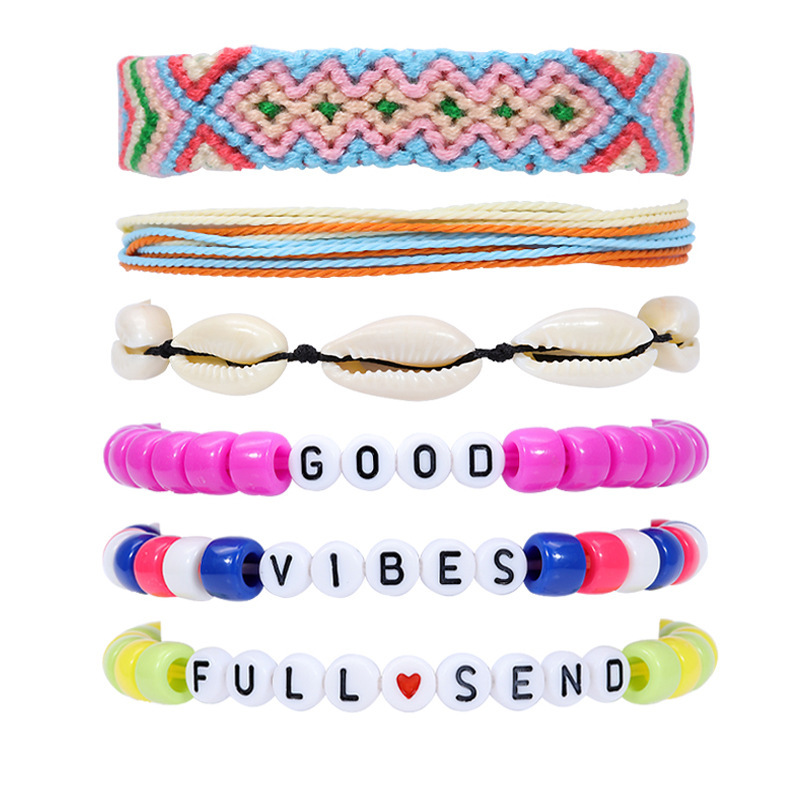 6PCS Friendship Bracelet Handcrafted Handmade Plur Accessory EDM Music Festival Words Beaded String Bracelets