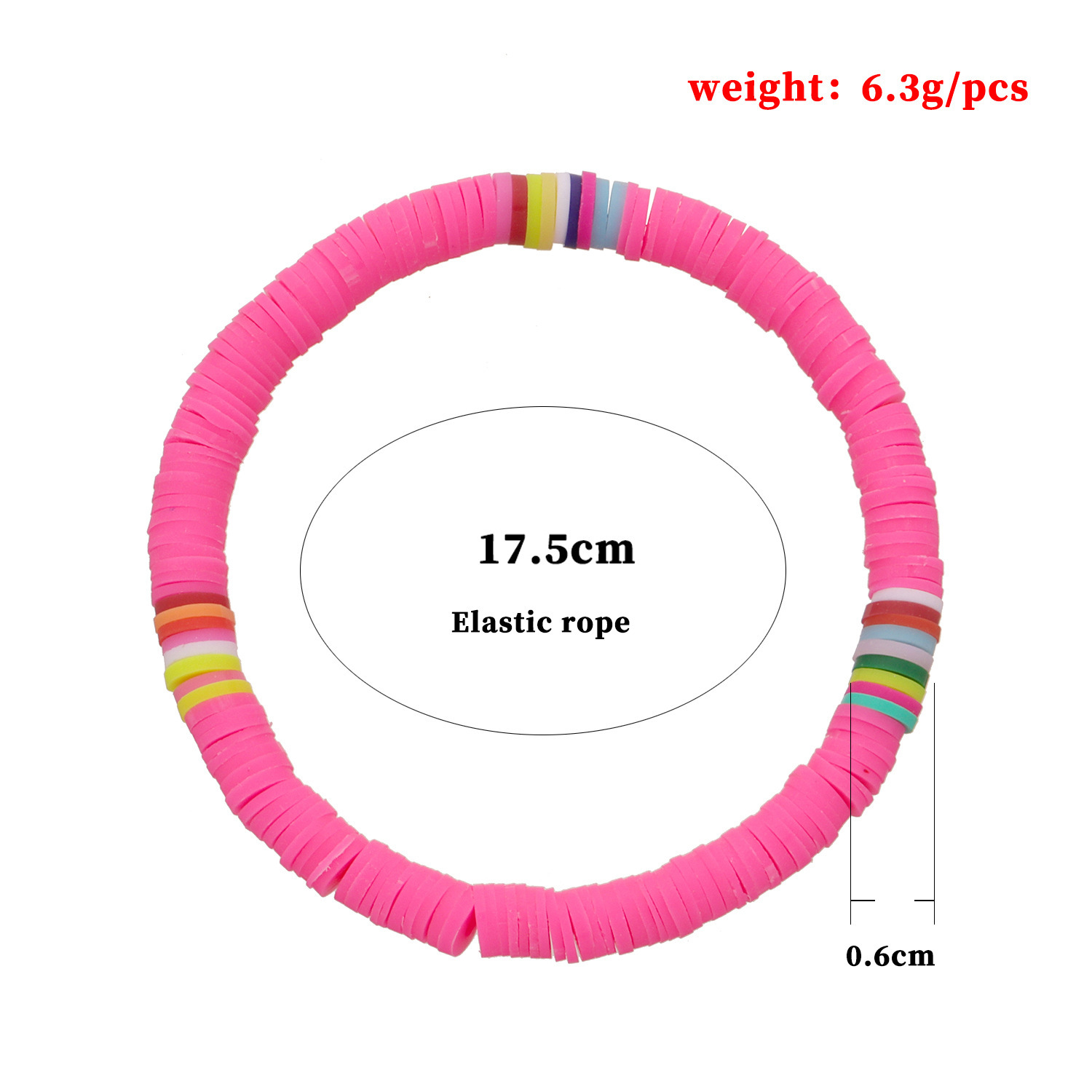 Soft Clay Surfer African Beads Choker Colorful Bracelet Elastic Handmade Boho Lightweight for Women Girls 6mm Summer Beach