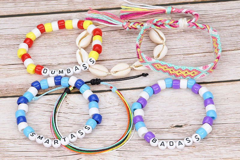 6PCS Friendship Bracelet Handcrafted Handmade Plur Accessory EDM Music Festival Words Beaded String Bracelets