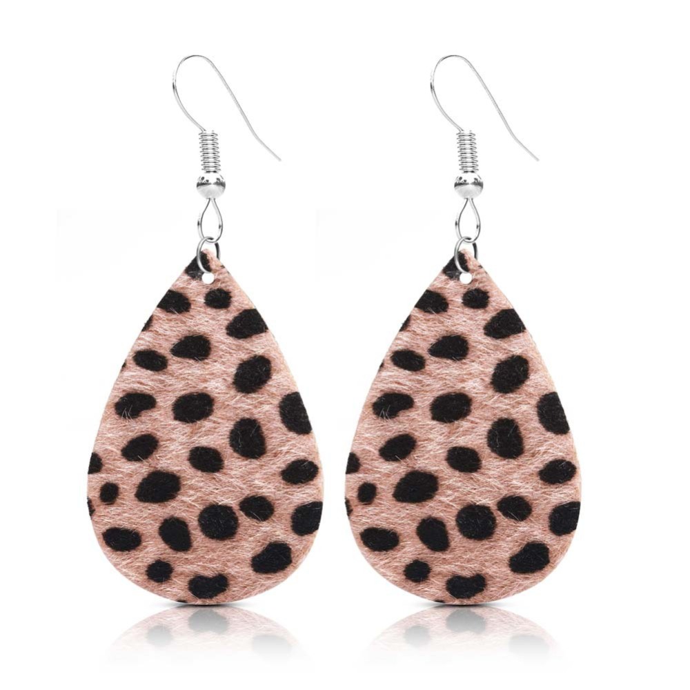 Leopard Print Leather Teardrop Earrings for Women Dangle Leaf Earrings Set for Girls Gifts