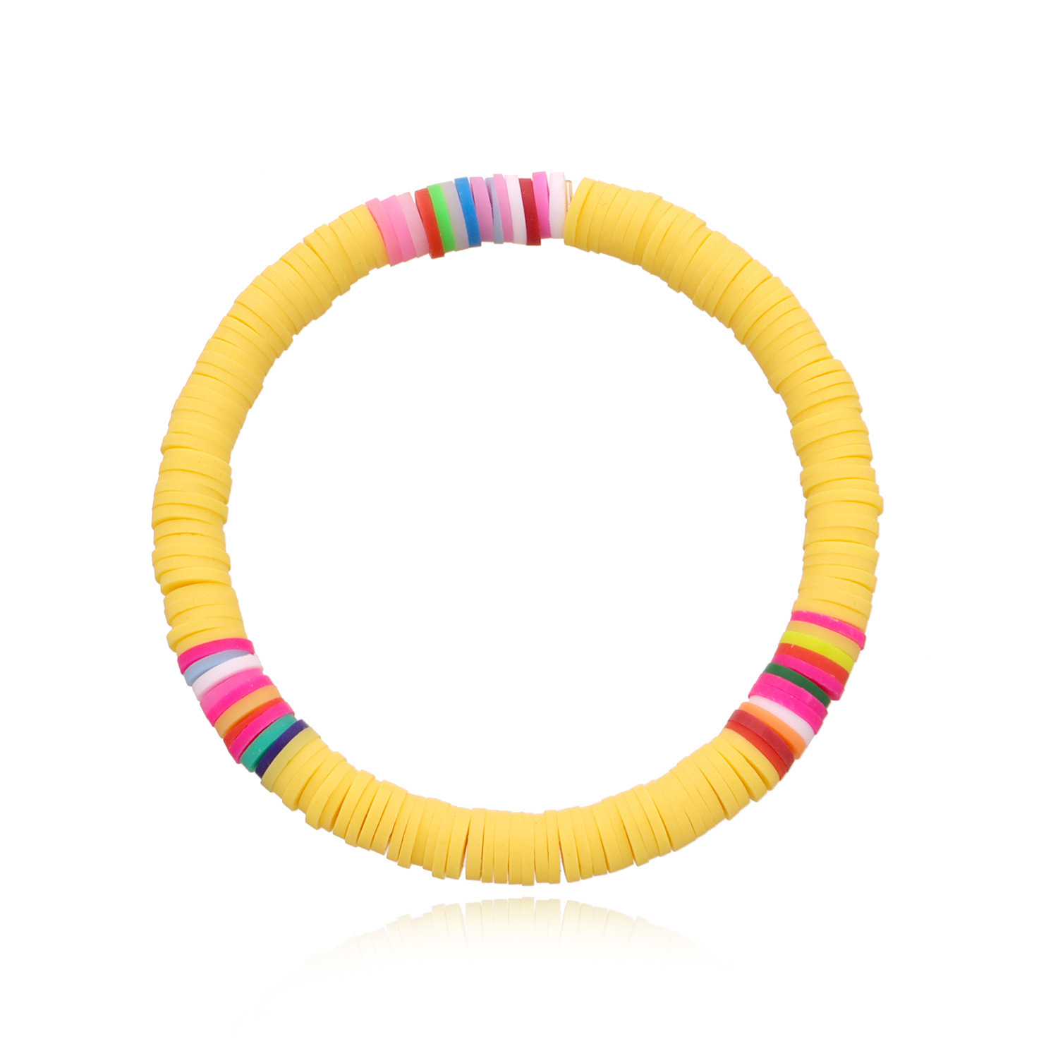 Soft Clay Surfer African Beads Choker Colorful Bracelet Elastic Handmade Boho Lightweight for Women Girls 6mm Summer Beach