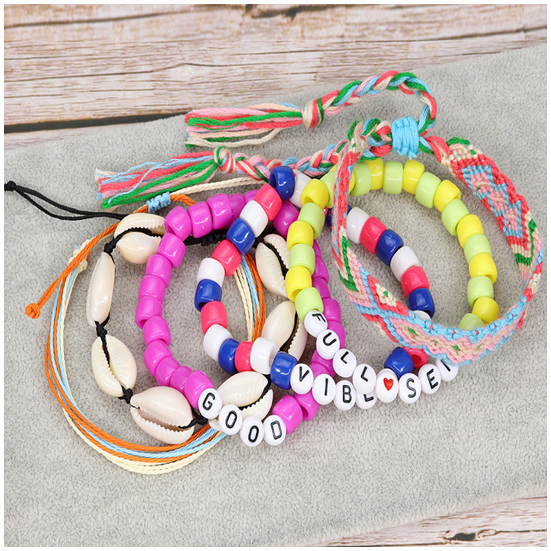 6PCS Friendship Bracelet Handcrafted Handmade Plur Accessory EDM Music Festival Words Beaded String Bracelets