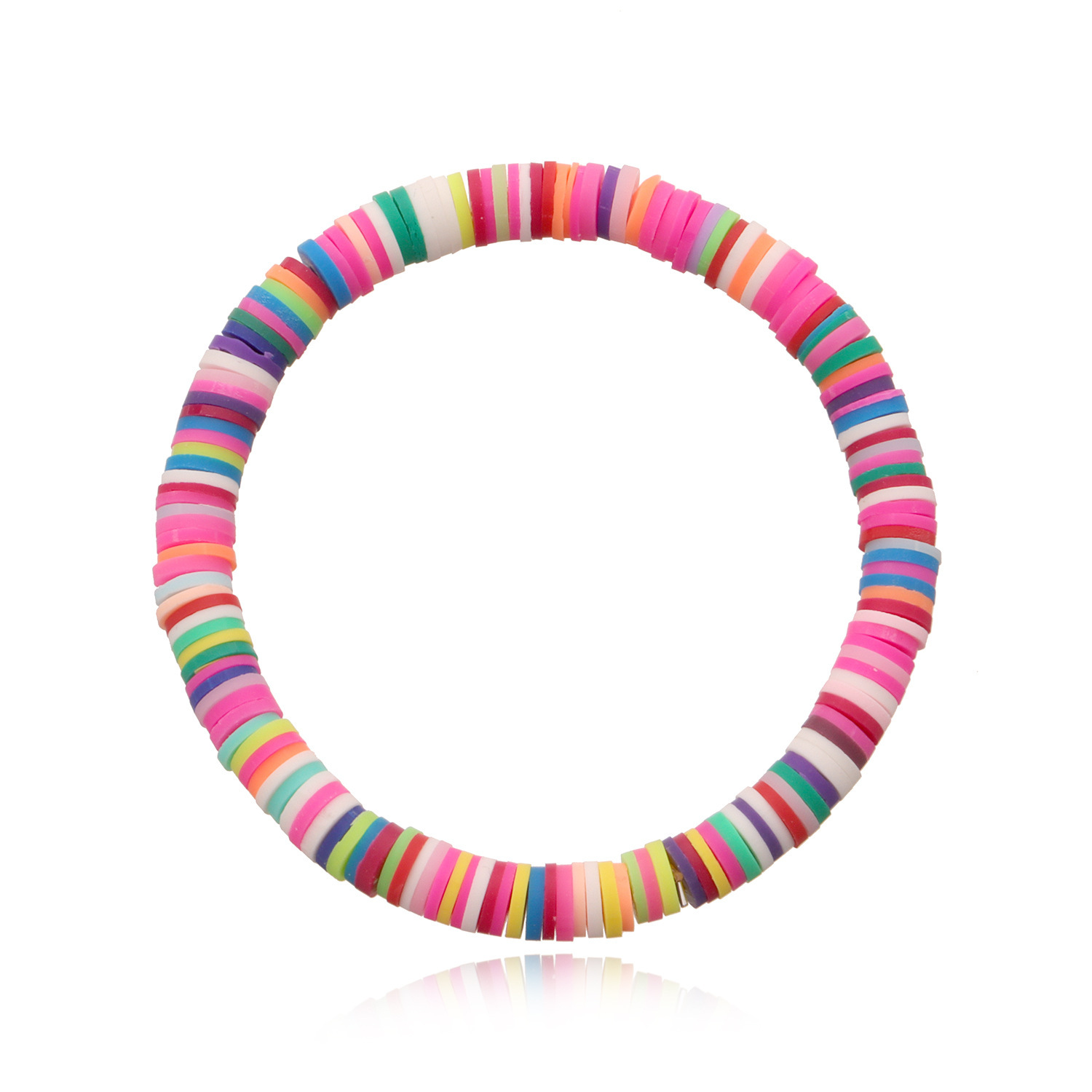 Soft Clay Surfer African Beads Choker Colorful Bracelet Elastic Handmade Boho Lightweight for Women Girls 6mm Summer Beach