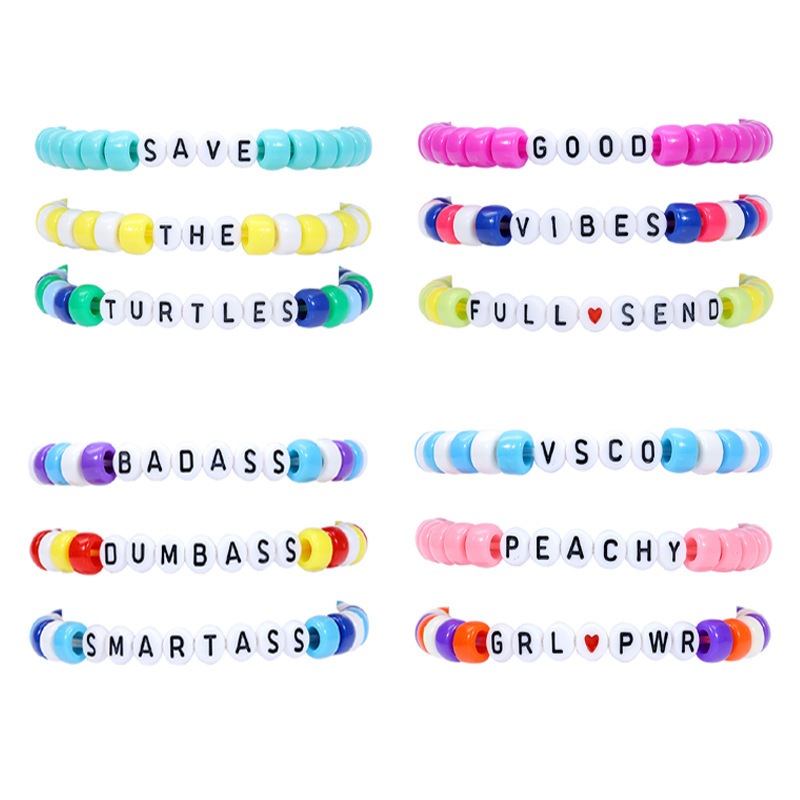 3PCS Friendship Bracelet Handcrafted Handmade Plur Accessory EDM Music Festival Words Beaded String Bracelets